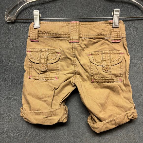 Vintage OP Adjustable Khaki Shorts Sz 5 Pink Stitching Plaid Waist Skater Cali - Picture 4 of 10